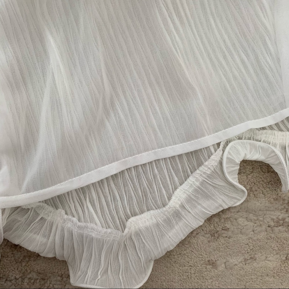 White Ruffle Crepe Dress - Picture 9 of 11
